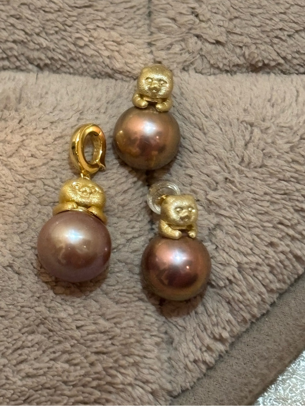 Freshwater Pearl Bear Pendant And Sterling Silver Earrings